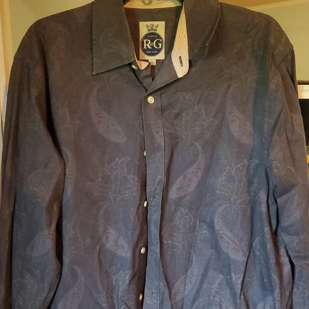 4/$20 Blue Casual Button Down Shirt with Classic Style